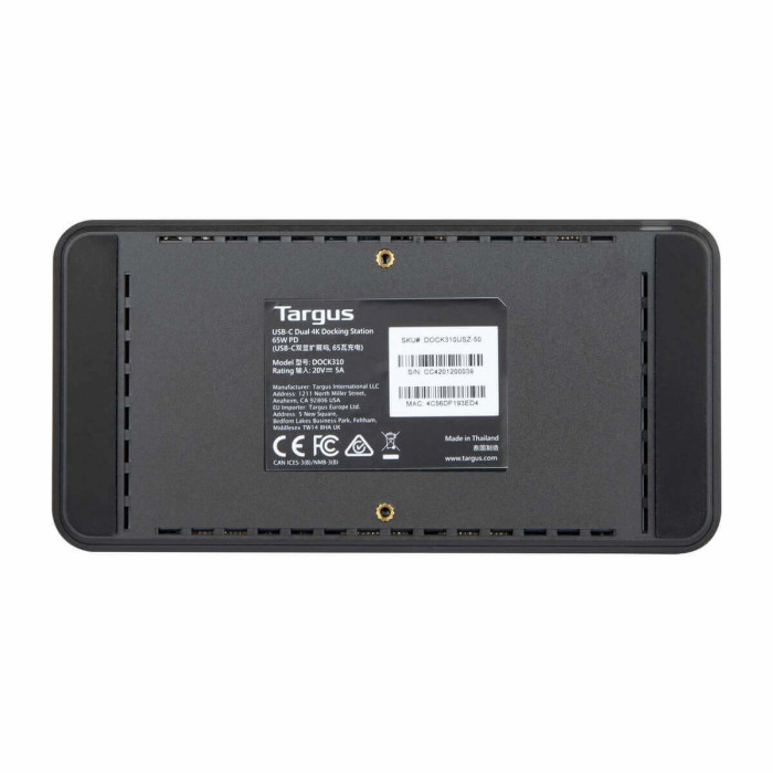 Targus DOCK310USZ base para portátil y replicador de puertos Alámbrico Negro