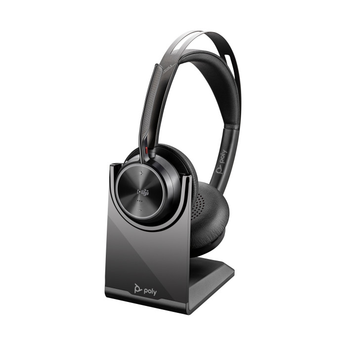 Poly Auriculares Voyager Focus 2 USB-C-C con certificación Microsoft Teams + adaptador USB-C A + base de carga