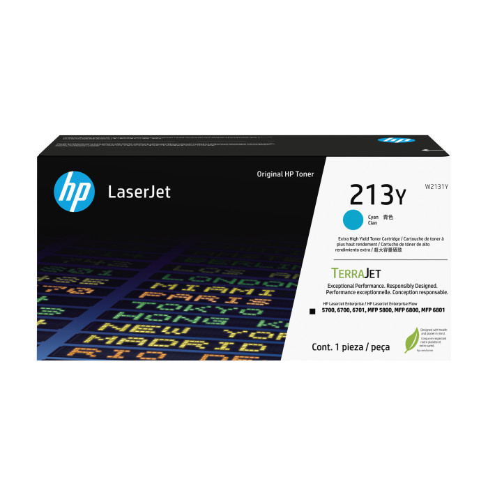 HP Cartucho de tóner Original LaserJet 213Y de capacidad superior cian