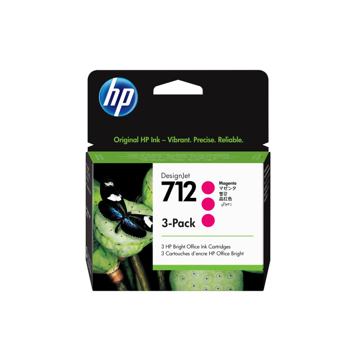 HP Paquete de 3 cartuchos de Tinta DesignJet 712 magenta de 29 ml