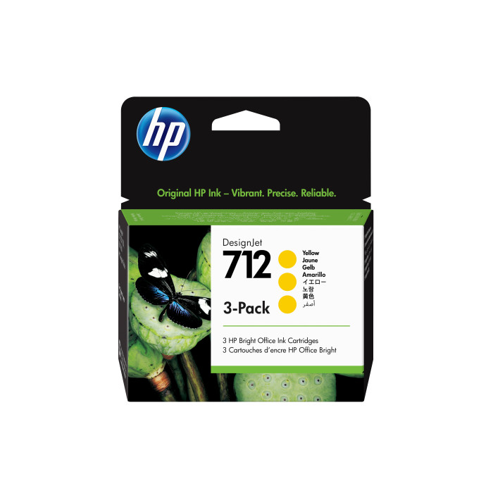 HP Paquete de 3 cartuchos de Tinta DesignJet 712 amarillo de 29 ml