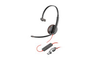 POLY Auriculares Blackwire 3210 monaural USB-C + adaptador USB-C A (paquete)