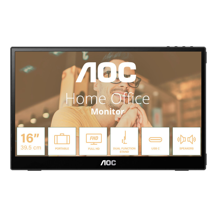 AOC 16T3E pantalla para PC 39,6 cm (15.6") 1920 x 1080 Pixeles Negro