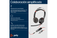 POLY Auriculares estéreo Blackwire 5220 USB-C + Conector de 3,5 mm + Adaptador USB-C A