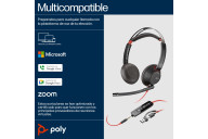 POLY Auriculares estéreo Blackwire 5220 USB-C + Conector de 3,5 mm + Adaptador USB-C A